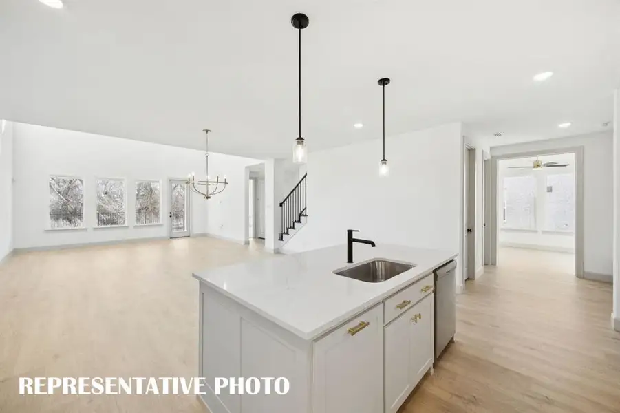 The chef will never be left out of the party in this wonderful open concept dream home!  REPRESENTATIVE PHOTO