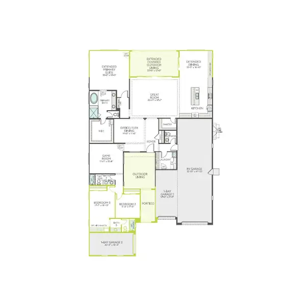 2D floor plan layout of this home in Abel Ranch, Goodyear, AZ (Image 3).