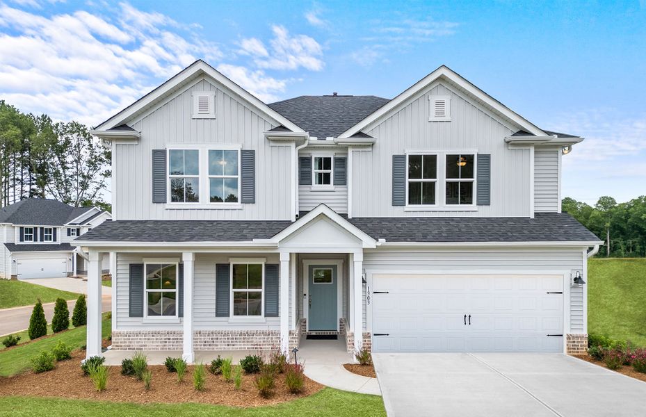 Front exterior of a new home in Briarwood Reserve, Spartanburg, SC, highlighting curb appeal (Image 1). Front exterior of a new home in Briarwood Reserve, Spartanburg, SC, highlighting curb appeal (Image 1).