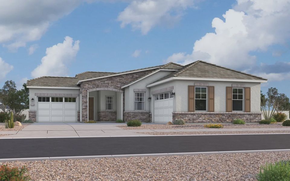 Representative exterior photo of a completed home built from the Atwood by Elliott Homes in Valencia at Granite Vista, Waddell, AZ (Image 22). Representative exterior photo of a completed home built from the Atwood by Elliott Homes in Valencia at Granite Vista, Waddell, AZ (Image 22).