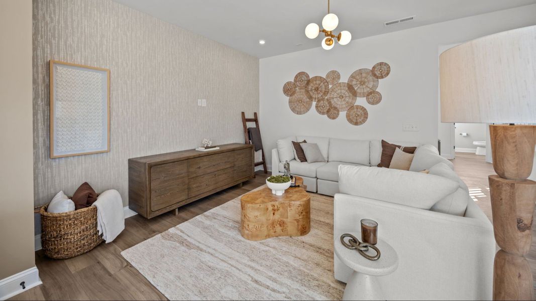 The Rochester Plan by DRB homes living area in Charlotte, NC.