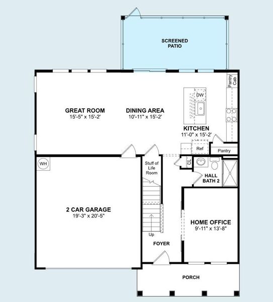 2D floor plan layout of this home in Stono Village, Hollywood, SC (Image 2).