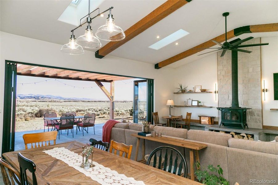 Indoor/outdoor living with accordion doors