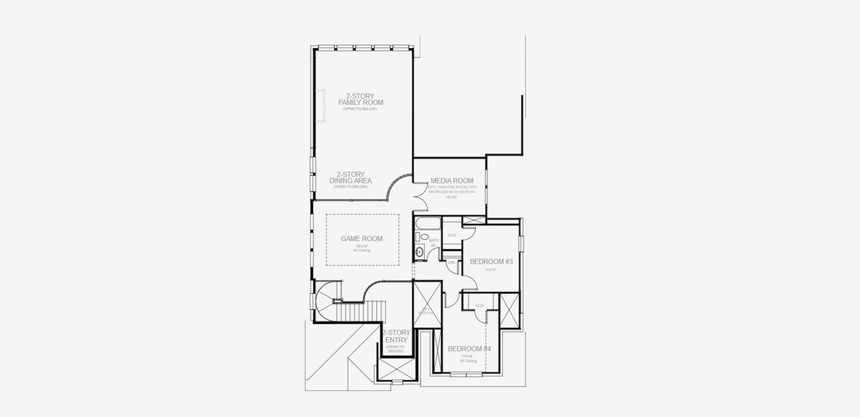 2D floor plan layout for the 2999W by Perry Homes in Trinity Falls At Province Woods 50', McKinney, TX (Image 5).