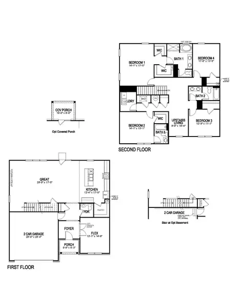 2D floor plan layout for the Green by D.R. Horton in Parkside at Carter Grove, Cartersville, GA (Image 4). 2D floor plan layout for the Green by D.R. Horton in Parkside at Carter Grove, Cartersville, GA (Image 4).