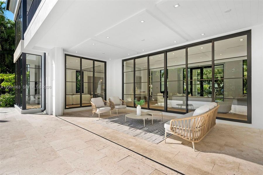 Exterior details and patio area of a home in , Coral Gables (Image 39).