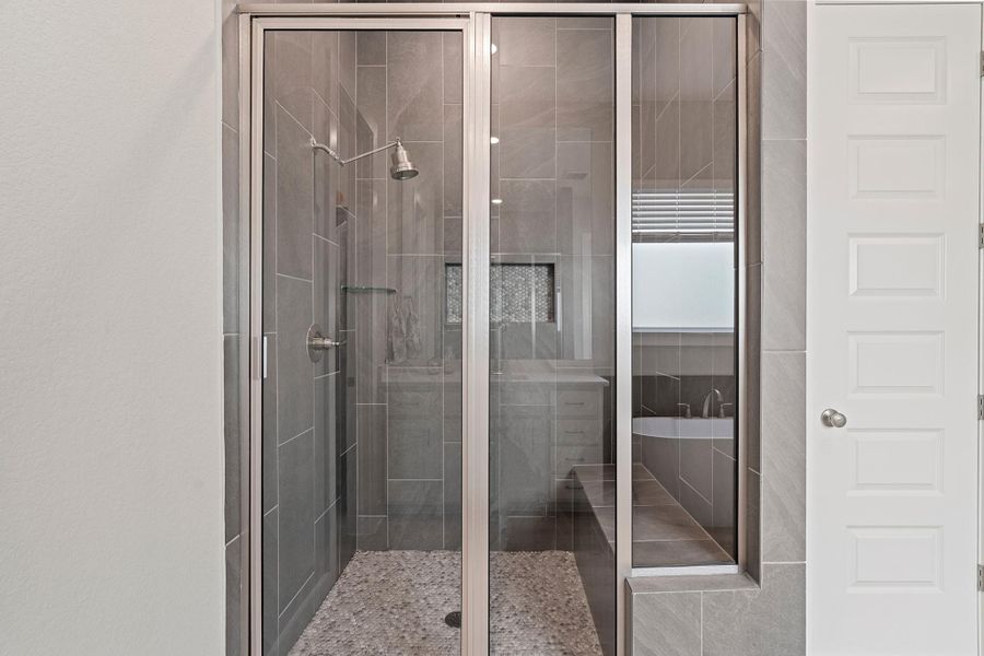 Full bath with a shower stall Full bath with a shower stall