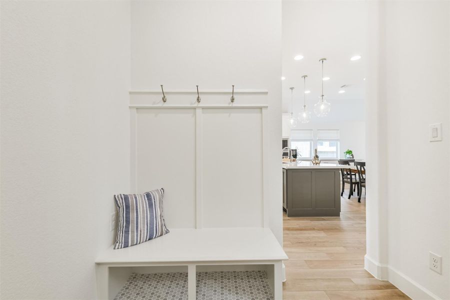 Mud area near the laundry room. Mud area near the laundry room.