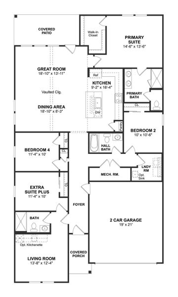 2D floor plan layout for the Passionflower II - ESP by K. Hovnanian® Homes in Caldwell Lakes, Dallas, TX (Image 3). 2D floor plan layout for the Passionflower II - ESP by K. Hovnanian® Homes in Caldwell Lakes, Dallas, TX (Image 3).