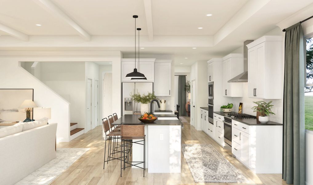 Kitchen with pendant lighting