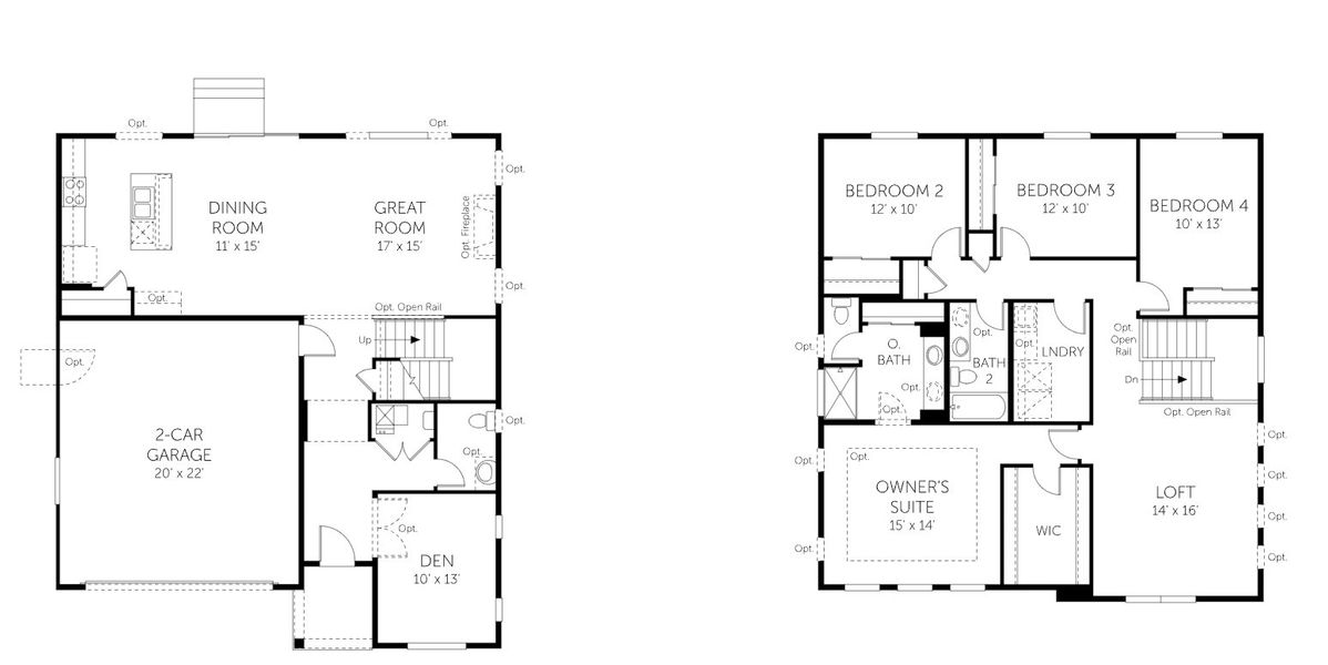 2D floor plan layout for the Sierra - Single Family Homes by Dream Finders Homes in Muegge Farms, Bennett, CO (Image 5).