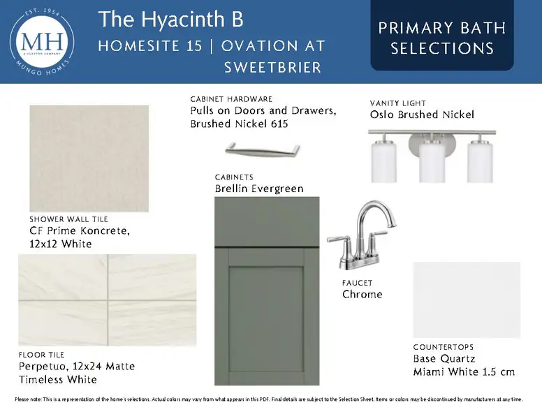 Sample of building materials used in homes in Ovation at Sweetbrier, Durham (Image 20).