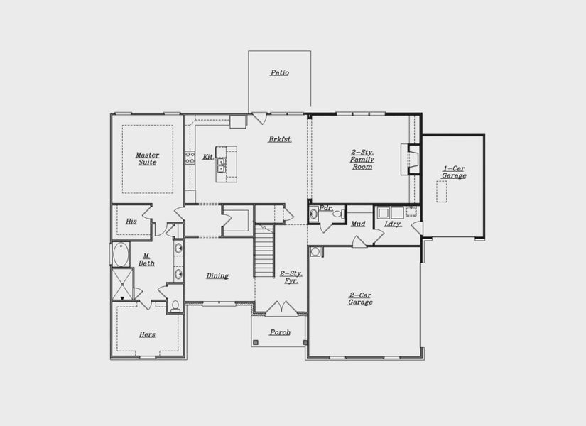 2D floor plan layout of this home in Stonegate, Monroe, GA (Image 2).
