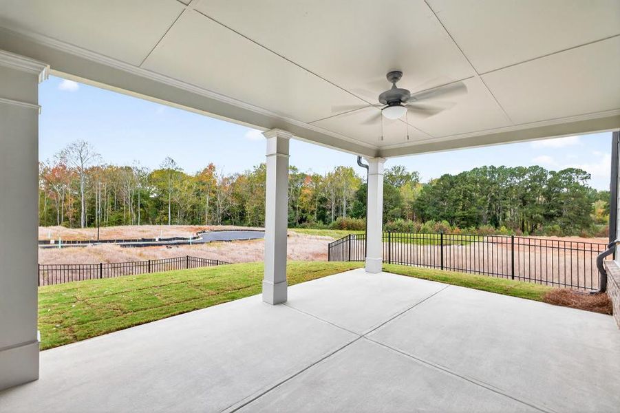 Exterior details and patio area of a home in Hemingway, Flowery Branch (Image 22).