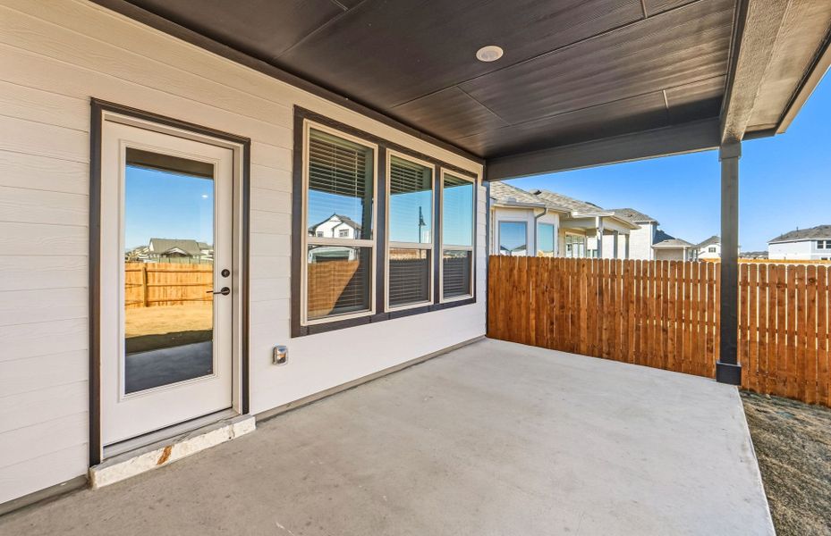 Exterior details and patio area of a home in Santa Rita Ranch, Liberty Hill (Image 4). Exterior details and patio area of a home in Santa Rita Ranch, Liberty Hill (Image 4).