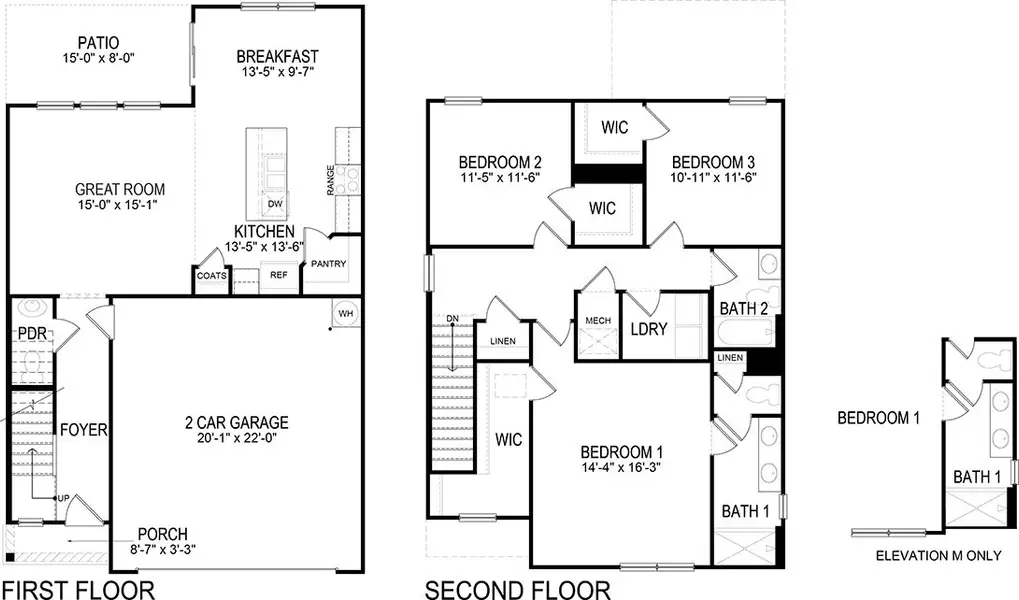 2D floor plan layout of this home in Johnson Farms, Greeneville, TN (Image 2).