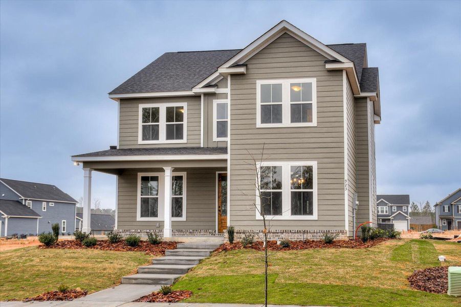 Front exterior of a new home in Tillery Park, Grovetown, GA, highlighting curb appeal (Image 23). Front exterior of a new home in Tillery Park, Grovetown, GA, highlighting curb appeal (Image 23).