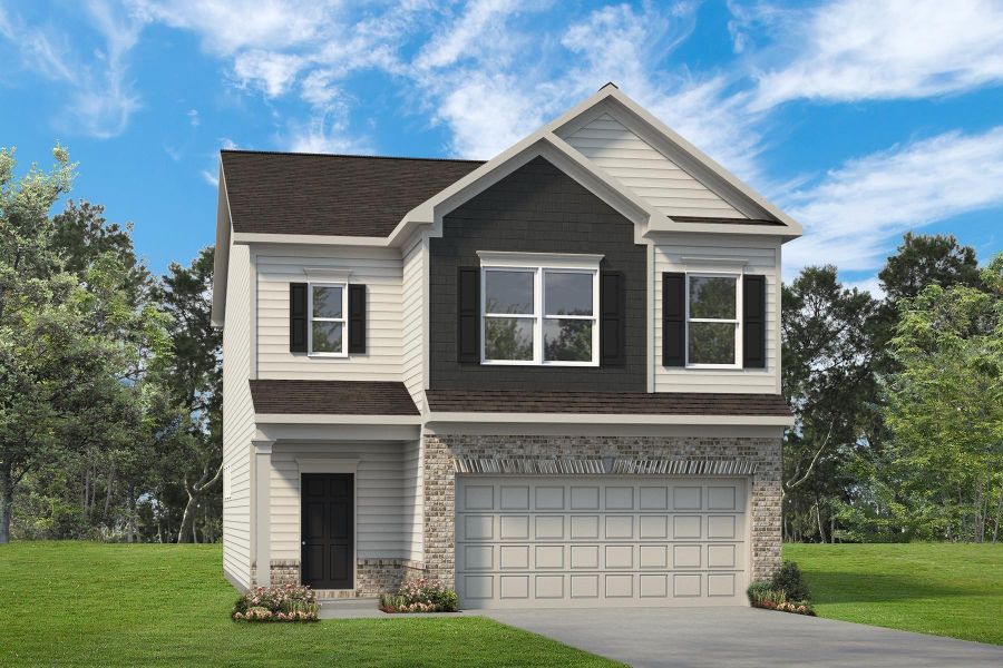 Front exterior of a new home in The Oaks, Clarksville, TN, highlighting curb appeal (Image 1). Front exterior of a new home in The Oaks, Clarksville, TN, highlighting curb appeal (Image 1).