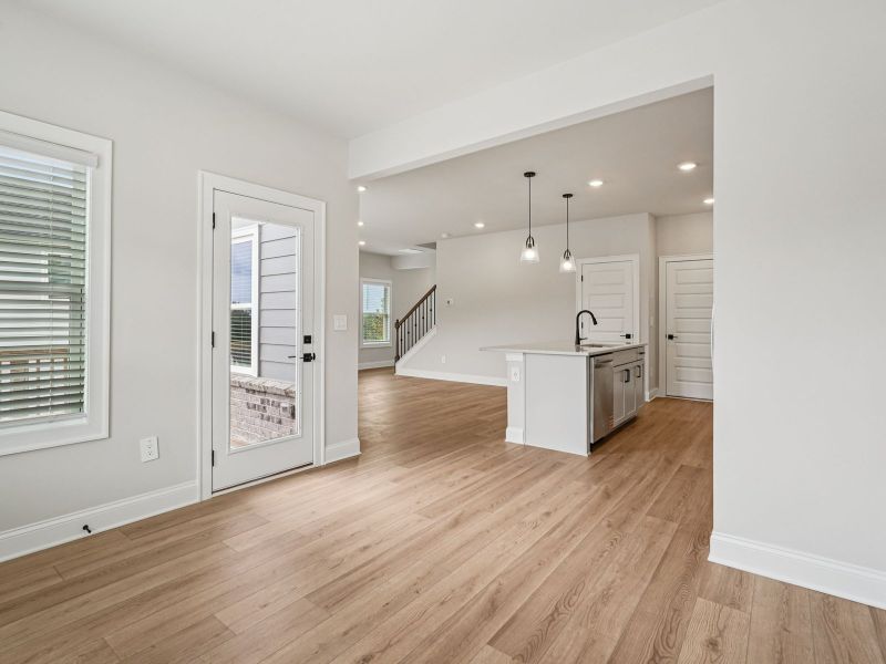 The Dallas Basement floorplan with the Modern Rustic Harbor interior package.