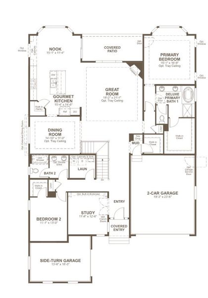 2D floor plan layout for the Delaney by Richmond American Homes in The Aurora Highlands, Aurora, CO (Image 3). 2D floor plan layout for the Delaney by Richmond American Homes in The Aurora Highlands, Aurora, CO (Image 3).