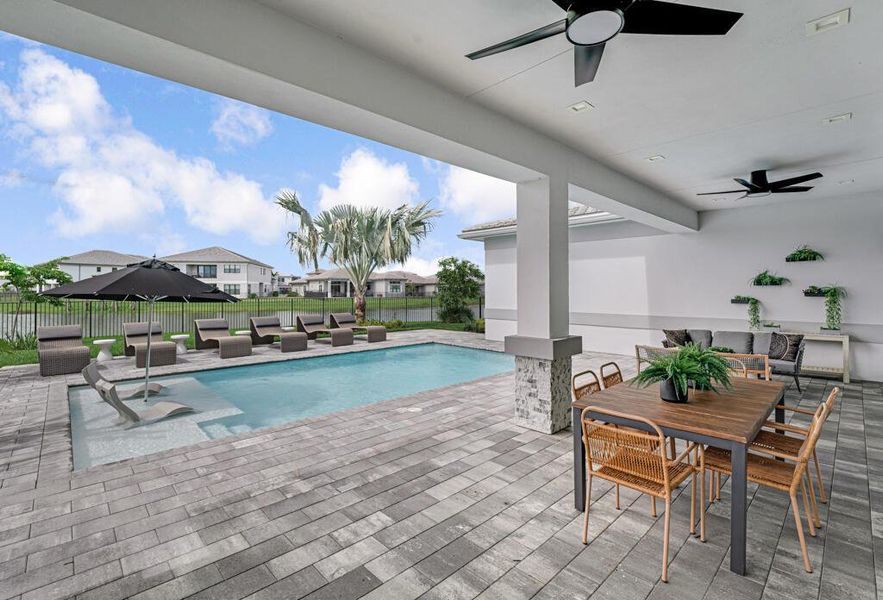 Exterior details and patio area of a home in Apex at Avenir, Palm Beach Gardens (Image 40).