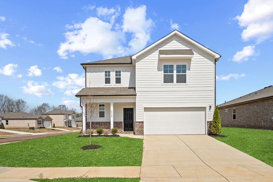 Front exterior of a new home in Canebrake at Hickory Hills, Old Hickory, TN, highlighting curb appeal (Image 2).