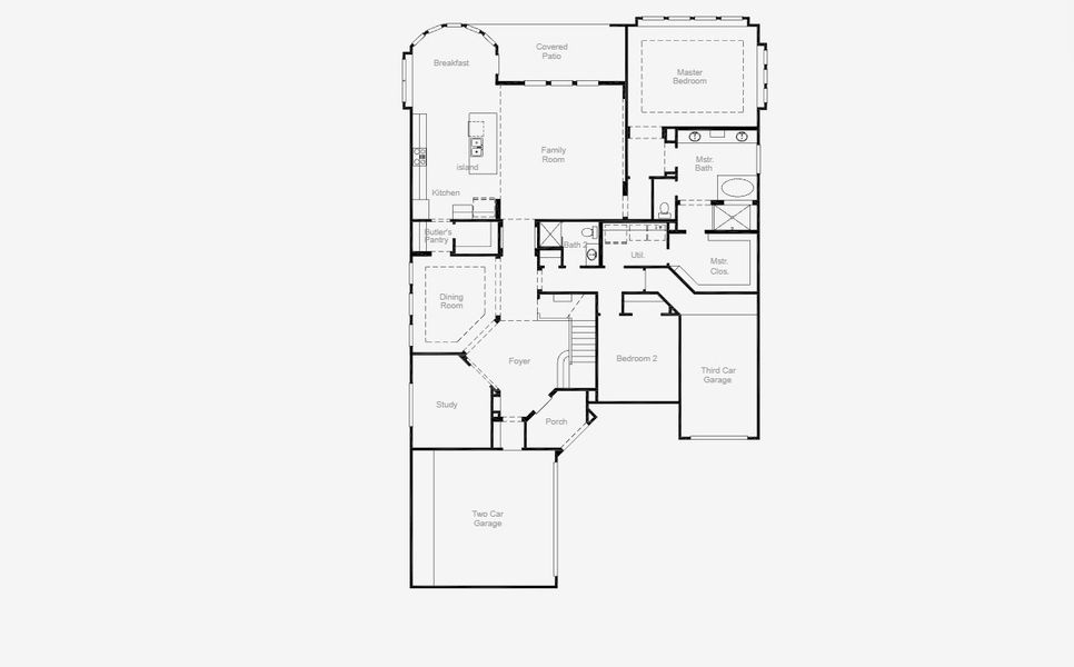 2D floor plan layout for the Lockhart by Coventry Homes in Painted Tree 70', McKinney, TX (Image 3).