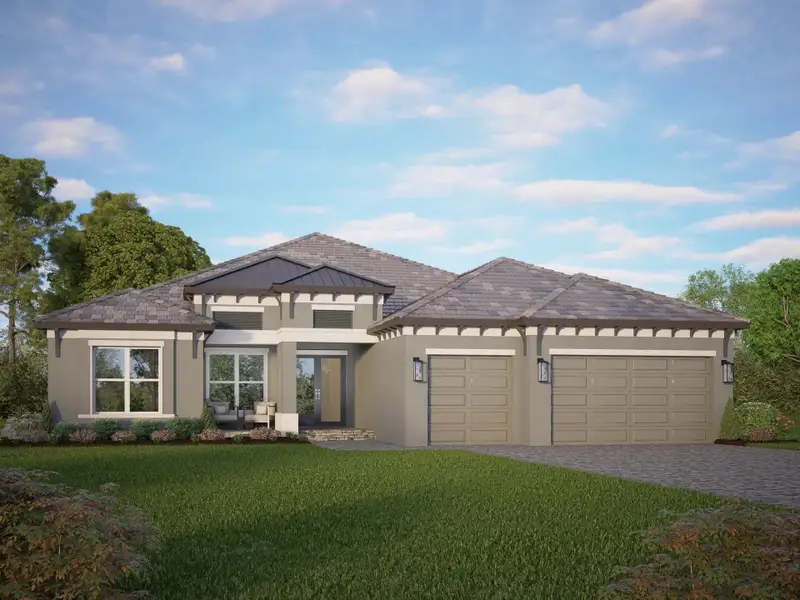 Representative exterior photo of a completed home built from the Sunrise by Sam Rodgers Homes in Arbour Lake Preserve, Sarasota, FL (Image 4).