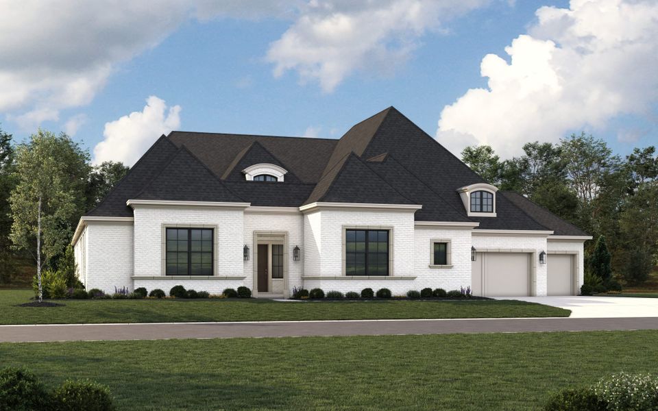 Representative exterior photo of a completed home built from the 7022 by Tradition Homes in Mustang Lakes, McKinney, TX (Image 3). Representative exterior photo of a completed home built from the 7022 by Tradition Homes in Mustang Lakes, McKinney, TX (Image 3).