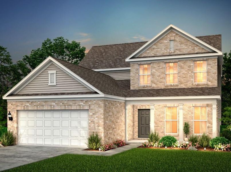Front exterior of a new home in Hawthorne Ridge, McDonough, GA, highlighting curb appeal (Image 2).