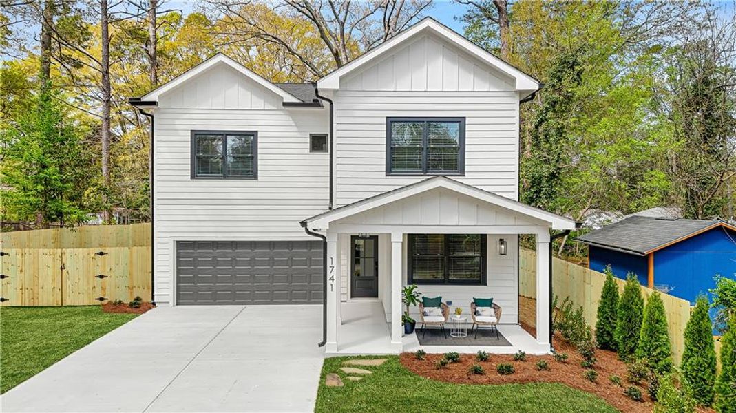 Front exterior of a new home in , Decatur, GA, highlighting curb appeal (Image 1). Front exterior of a new home in , Decatur, GA, highlighting curb appeal (Image 1).