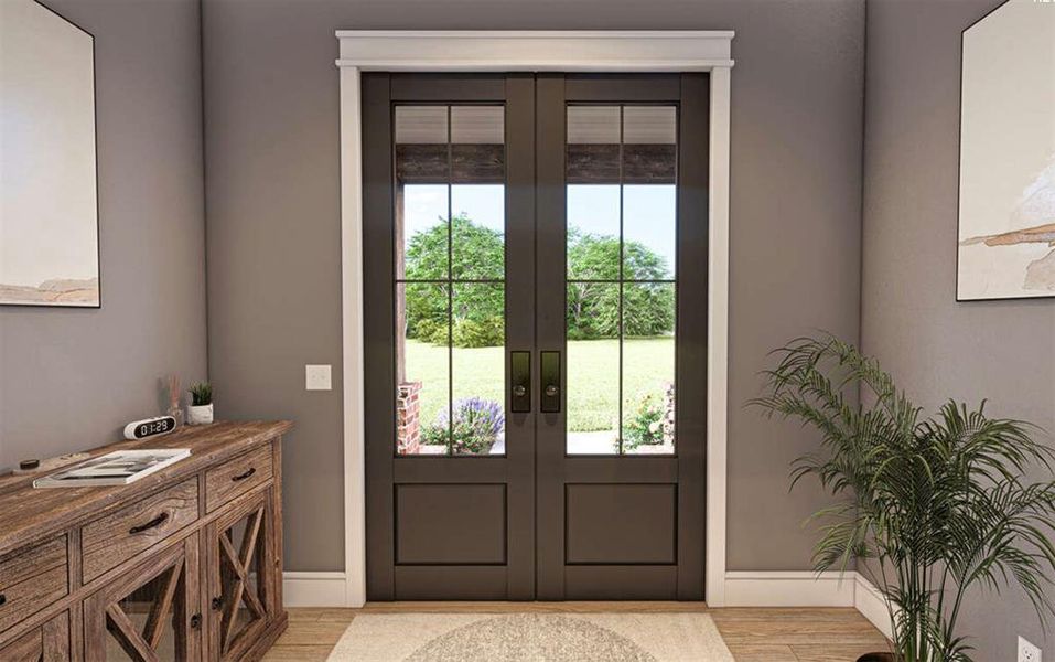 Double front door entry or optional door & side windows.