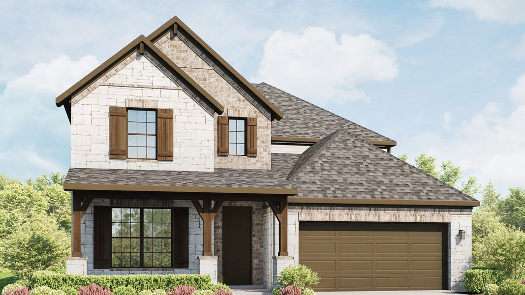 Representative exterior photo of a completed home built from the Elm by DRB Homes in Heritage Mill, Hutto, TX (Image 5). Representative exterior photo of a completed home built from the Elm by DRB Homes in Heritage Mill, Hutto, TX (Image 5).