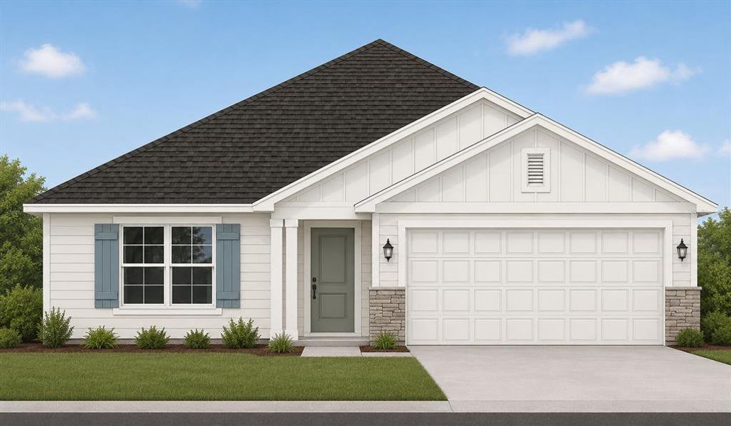 Front exterior of a new home in Kirkland Farms, Alachua, FL, highlighting curb appeal (Image 1). Front exterior of a new home in Kirkland Farms, Alachua, FL, highlighting curb appeal (Image 1).