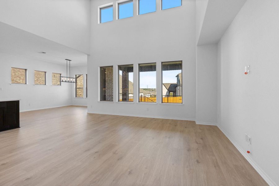 Family Room with soaring ceiling