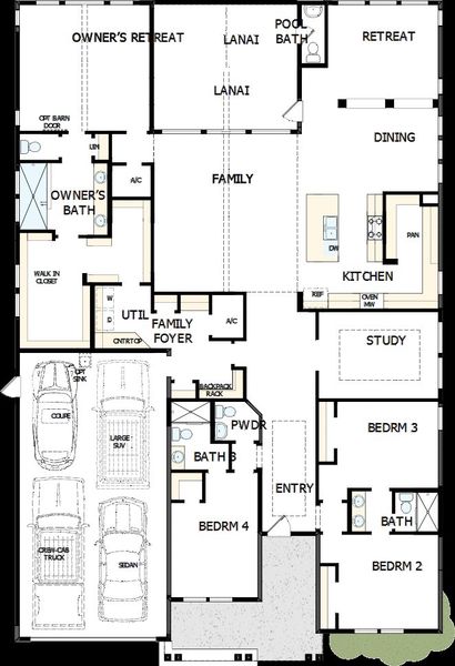 2D floor plan layout of this home in Oak Grove at SilverLeaf 70’, St. Augustine, FL (Image 2).