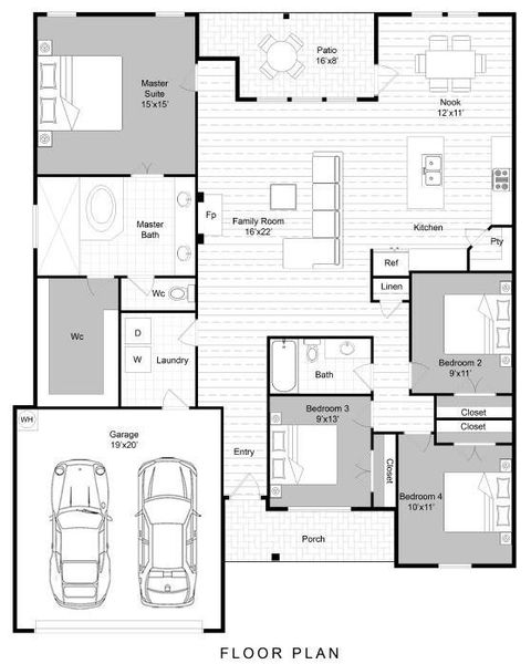 2D floor plan layout of this home in Fair Oaks, Runaway Bay, TX (Image 4).