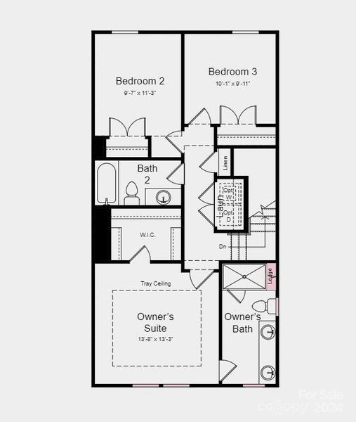 Structural options added include: ledge in owner's shower.