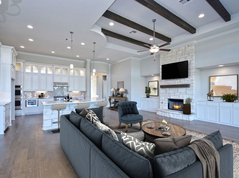 Representative furnished interior of a home built from the San Simeon I by Giddens Homes in Clearwater Ranch, Liberty Hill (Image 316).