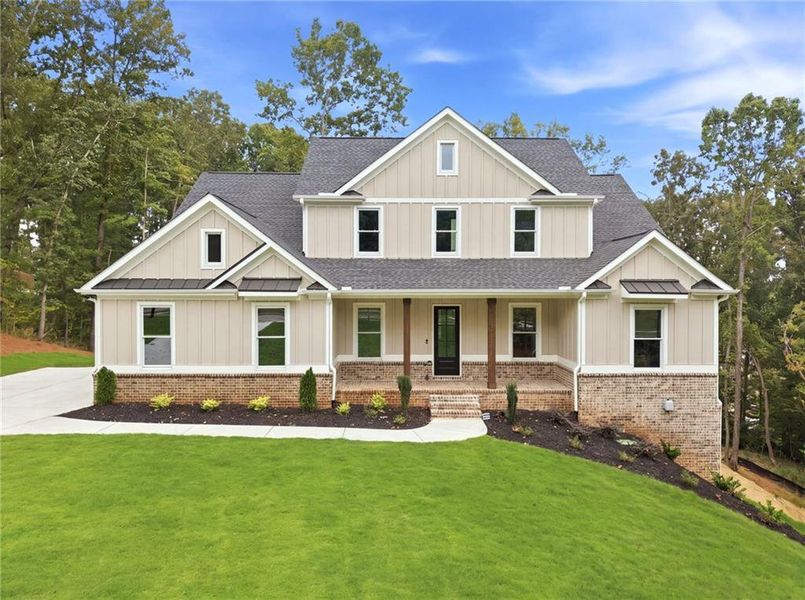 Front exterior of a new home in , Flowery Branch, GA, highlighting curb appeal (Image 29).