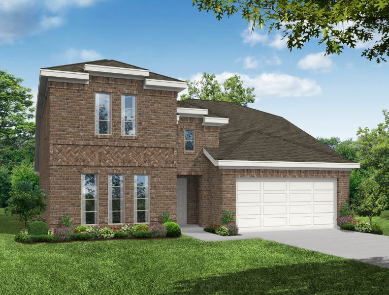 Representative exterior photo of a completed home built from the Phoenix by Impression Homes in De Berry Reserve, Royse City, TX (Image 6). Representative exterior photo of a completed home built from the Phoenix by Impression Homes in De Berry Reserve, Royse City, TX (Image 6).