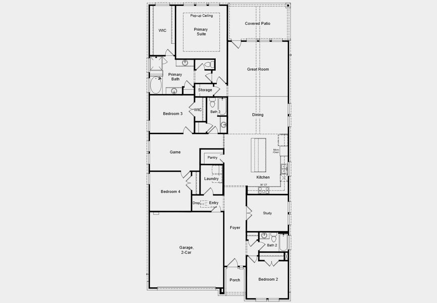 2D floor plan layout for the Enfield by Taylor Morrison in Village Grove, Dripping Springs, TX (Image 3).