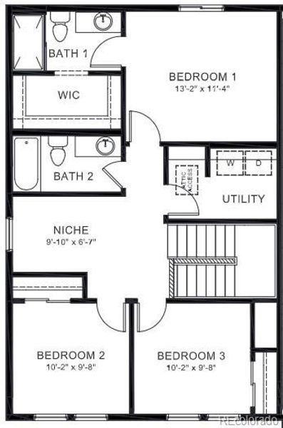 2D floor plan layout of this home in Ellston Park, Colorado Springs, CO (Image 2).