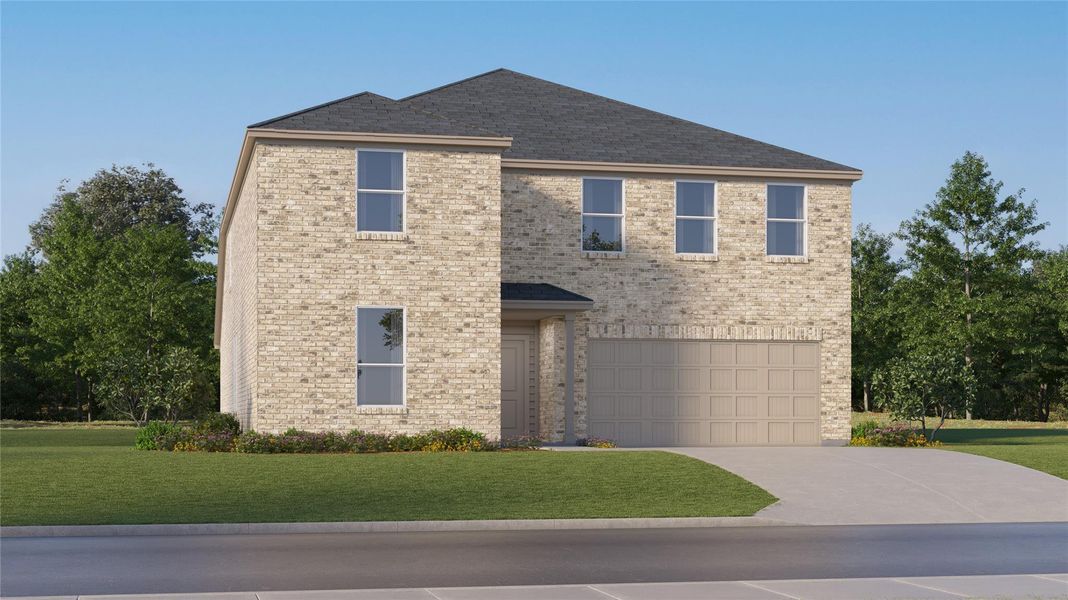 Front exterior of a new home in Cotton Brook, Hutto, TX, highlighting curb appeal (Image 20).