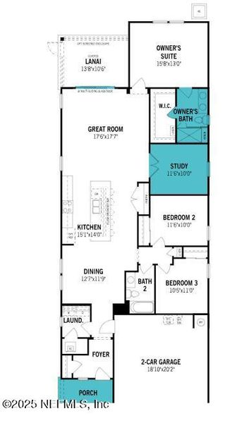 2D floor plan layout of this home in Sandridge Hills, Green Cove Springs, FL (Image 2).