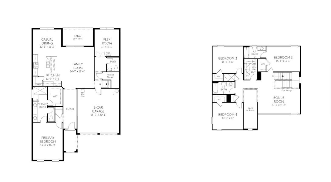 2D floor plan layout for the Captiva - 50' Homesites by Dream Finders Homes in Hamlin Meadows, Winter Garden, FL (Image 3). 2D floor plan layout for the Captiva - 50' Homesites by Dream Finders Homes in Hamlin Meadows, Winter Garden, FL (Image 3).