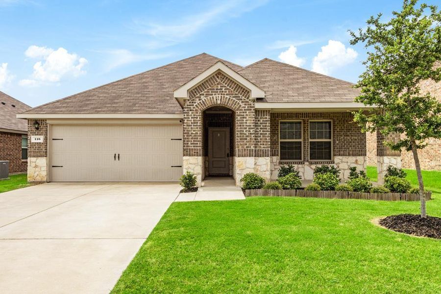 Front exterior of a new home in , Caddo Mills, TX, highlighting curb appeal (Image 1). Front exterior of a new home in , Caddo Mills, TX, highlighting curb appeal (Image 1).