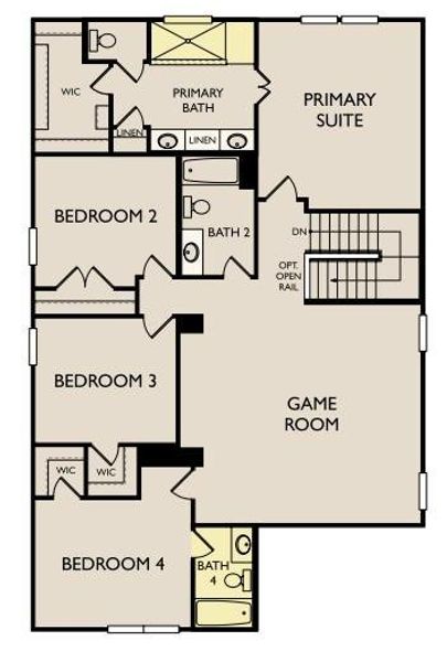 2D floor plan layout of this home in Covered Bridge, Hutto, TX (Image 4). 2D floor plan layout of this home in Covered Bridge, Hutto, TX (Image 4).