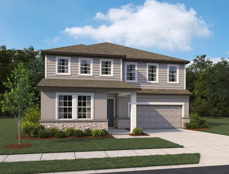 Representative exterior photo of a completed home built from the Duval by Ashton Woods in Oakfield Trails Traditional, Parrish, FL (Image 15). Representative exterior photo of a completed home built from the Duval by Ashton Woods in Oakfield Trails Traditional, Parrish, FL (Image 15).