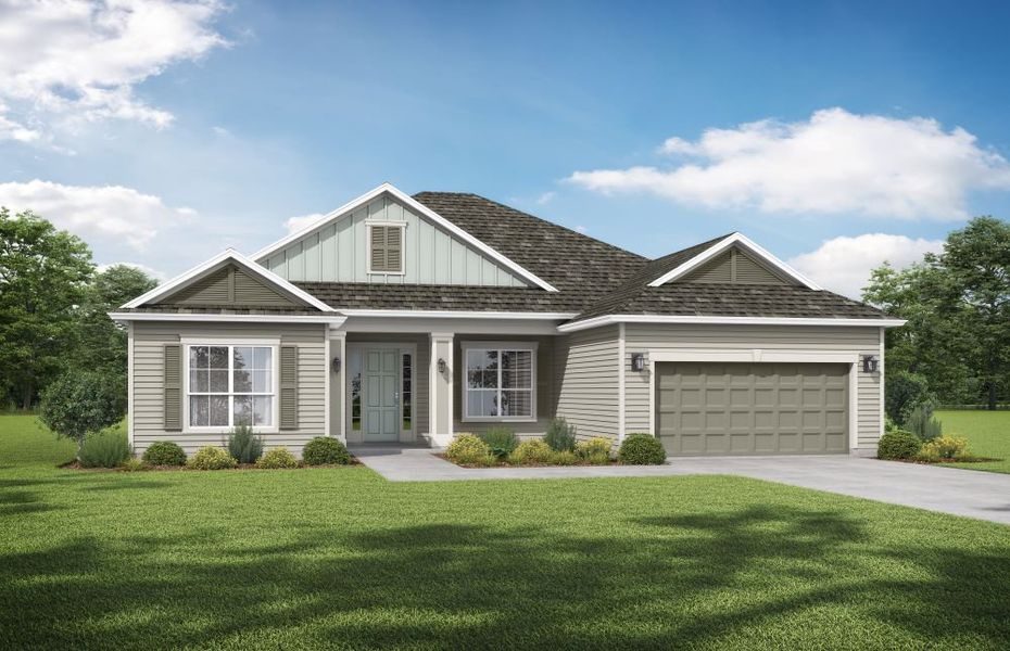 Representative exterior photo of a completed home built from the Ridgecrest by SEDA New Homes in Sandy Ridge, Yulee, FL (Image 4). Representative exterior photo of a completed home built from the Ridgecrest by SEDA New Homes in Sandy Ridge, Yulee, FL (Image 4).